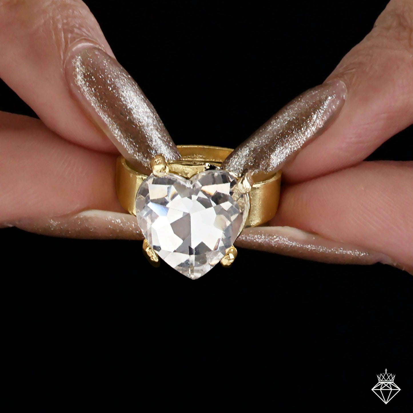 Crystal Heart Ring (Adjustable Size)