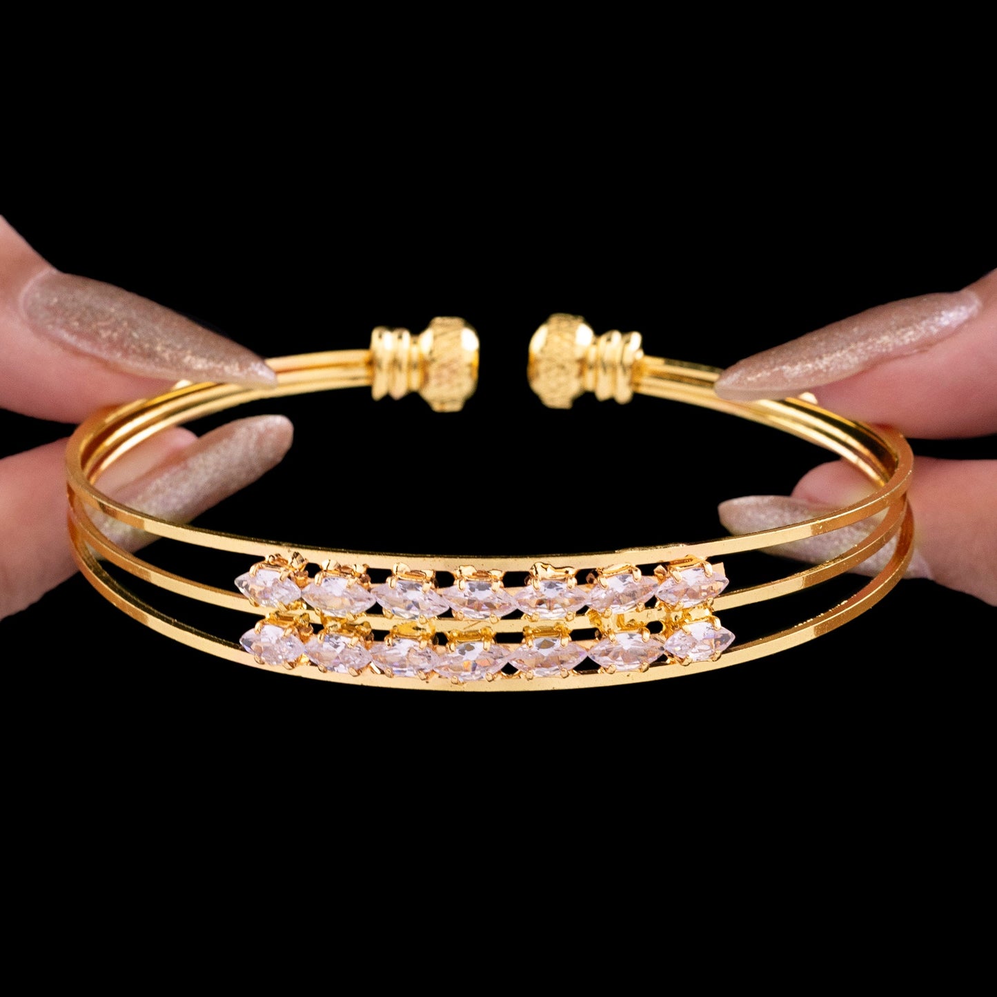 Crystal Double Line Bracelet (Adjustable Size)