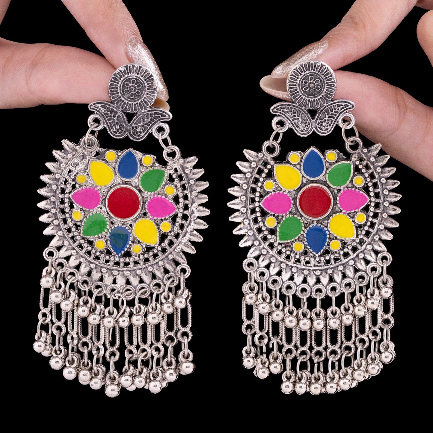 Ethnic Enchantment: Exquisite Multicolour Statement Earrings