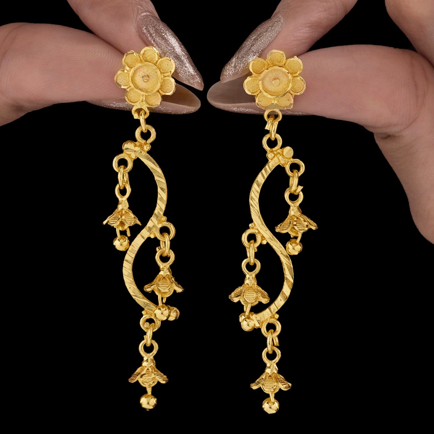 Golden Flower Danglers