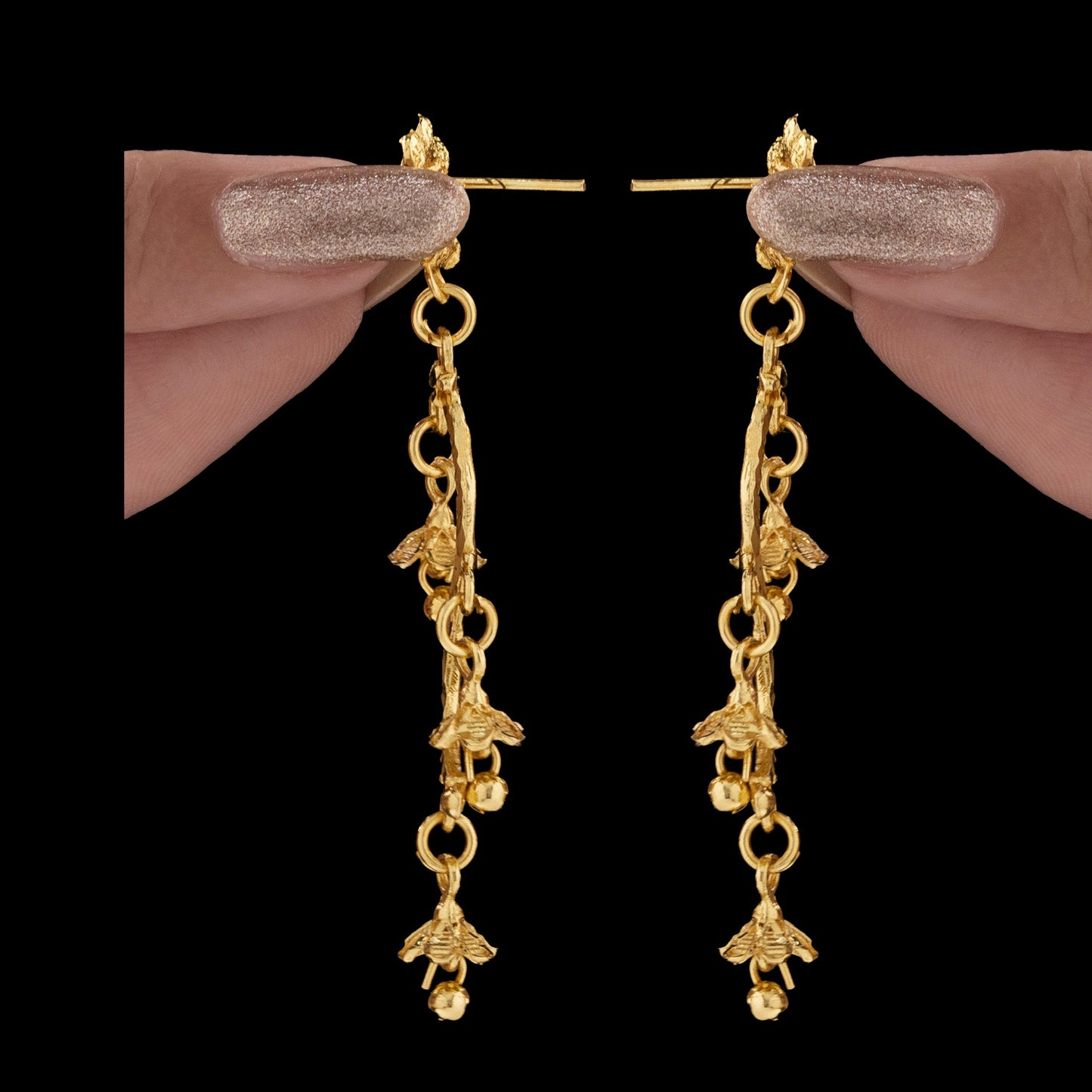 Golden Flower Danglers