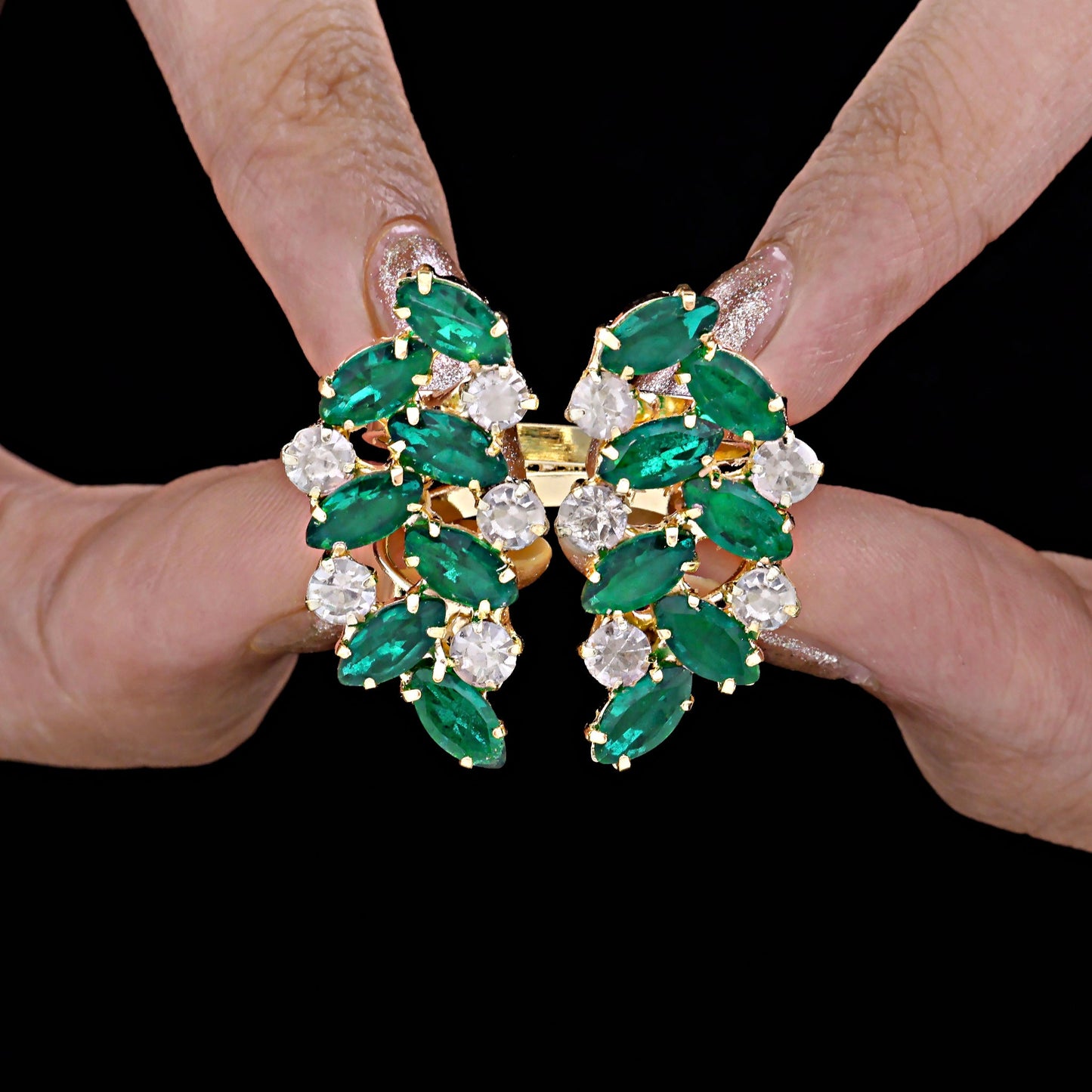 Leafy Crystal Ring (Adjustable Size)