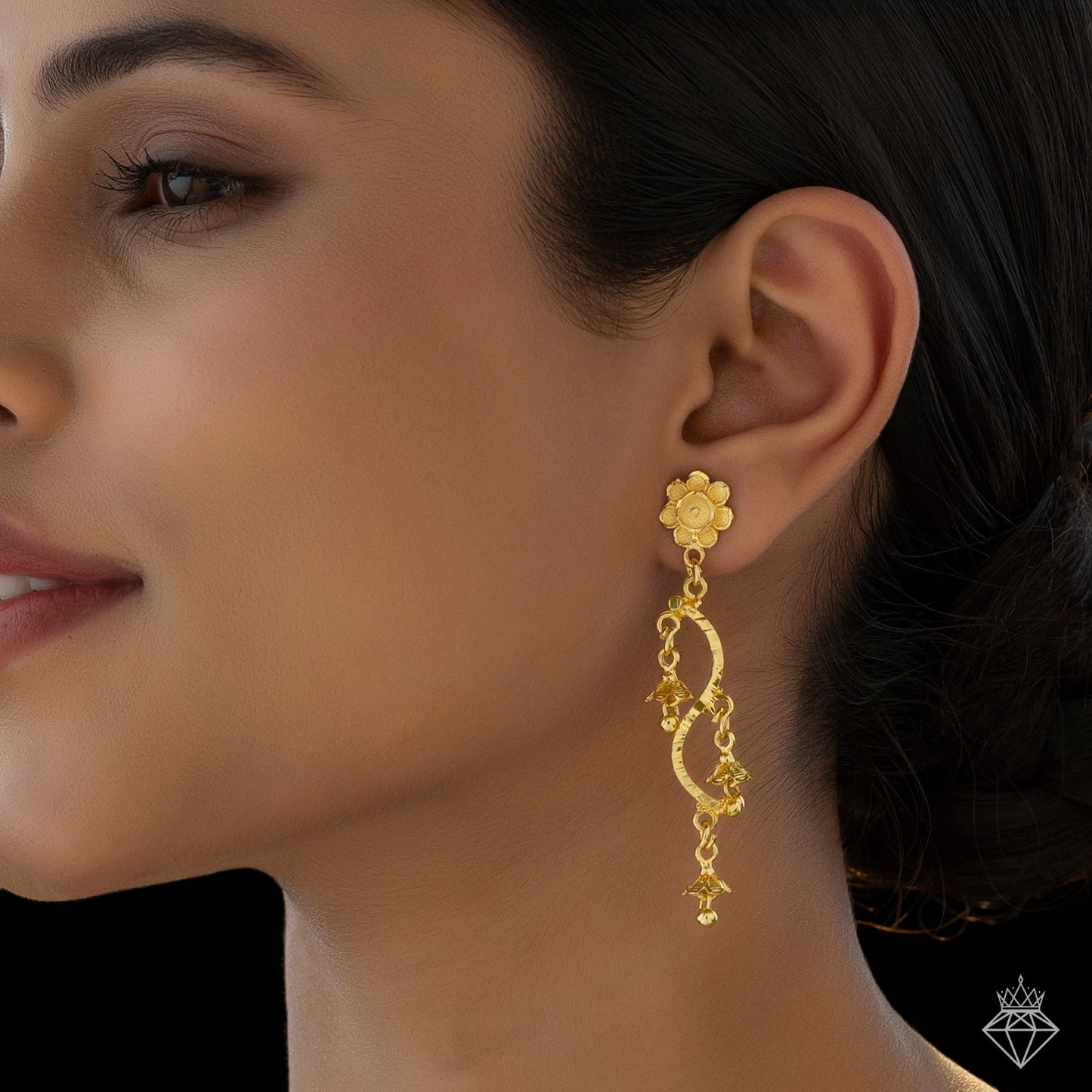 Golden Flower Danglers