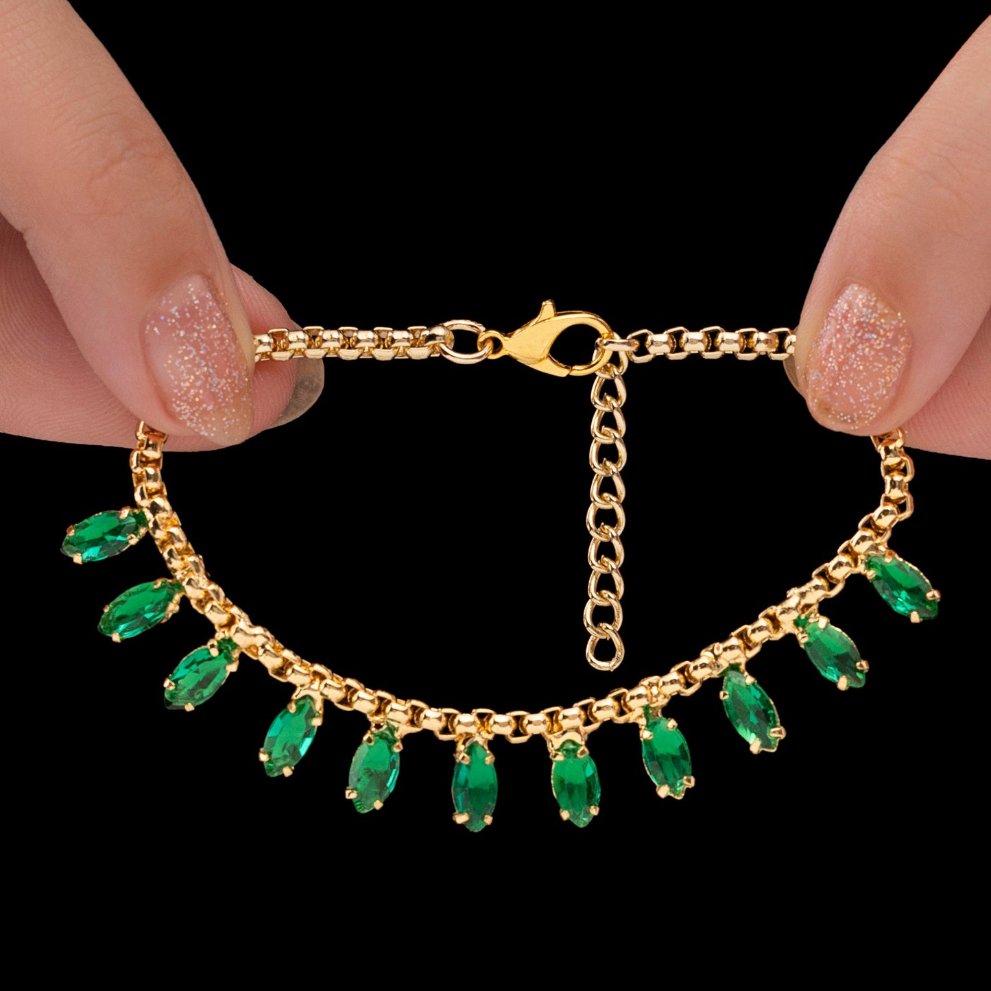 Marquise Crystal Charms-Style Chain Bracelet