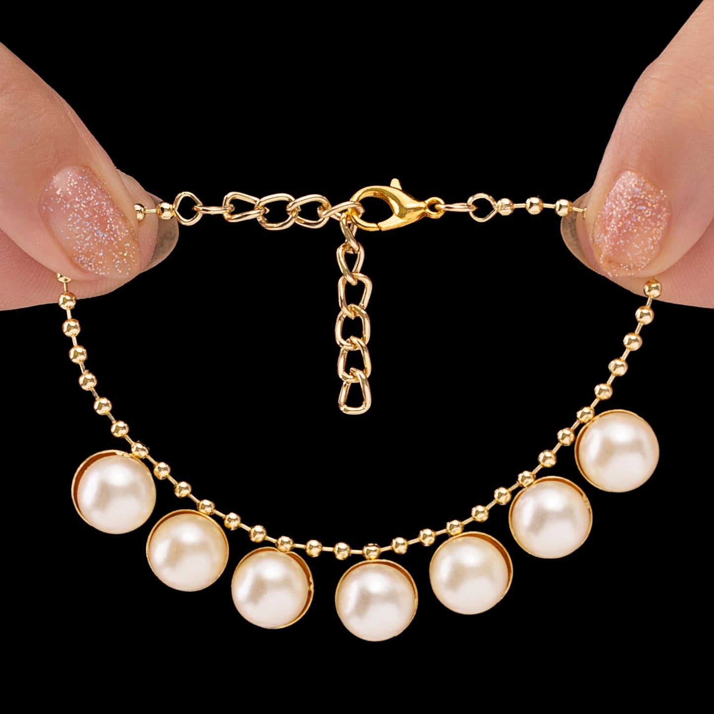 Studded Pearl Chain Bracelet