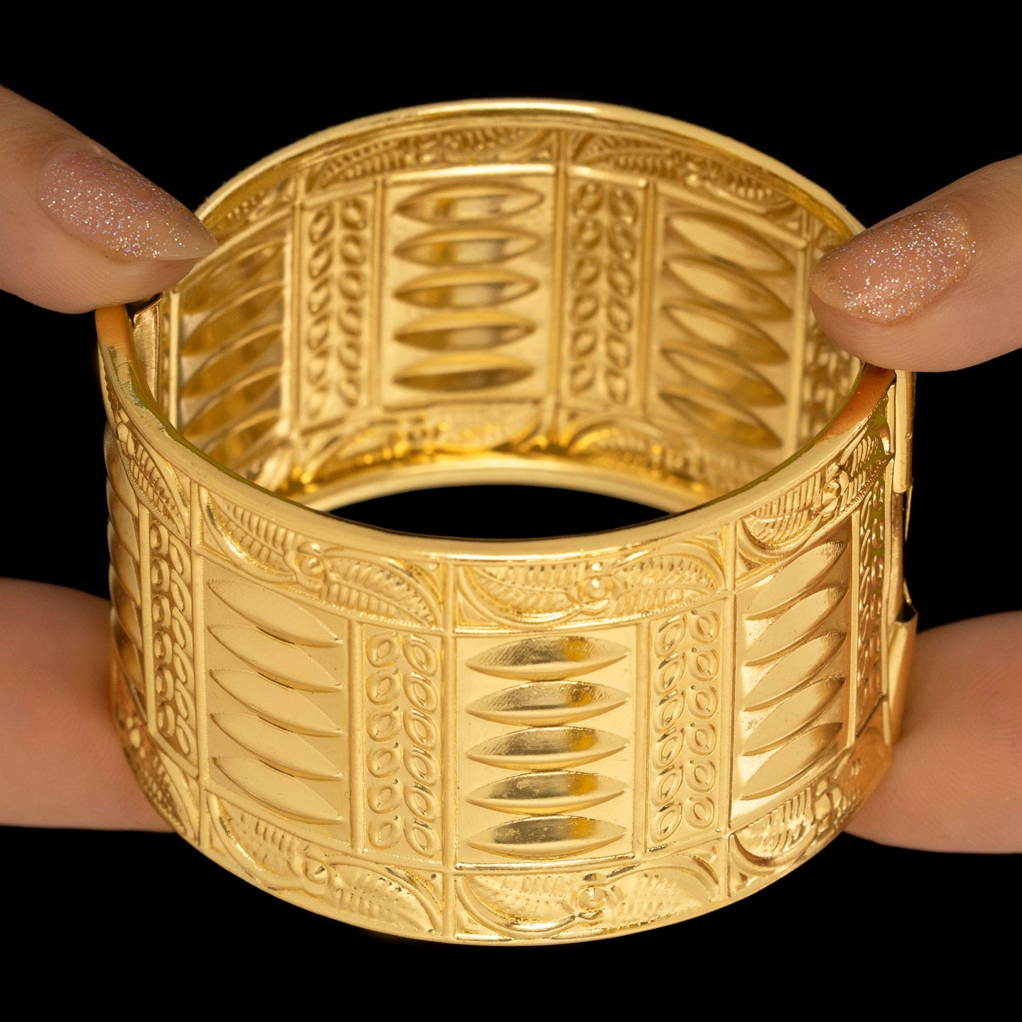 Ethnic Broad Bangle Bracelet (Adjustable Size)