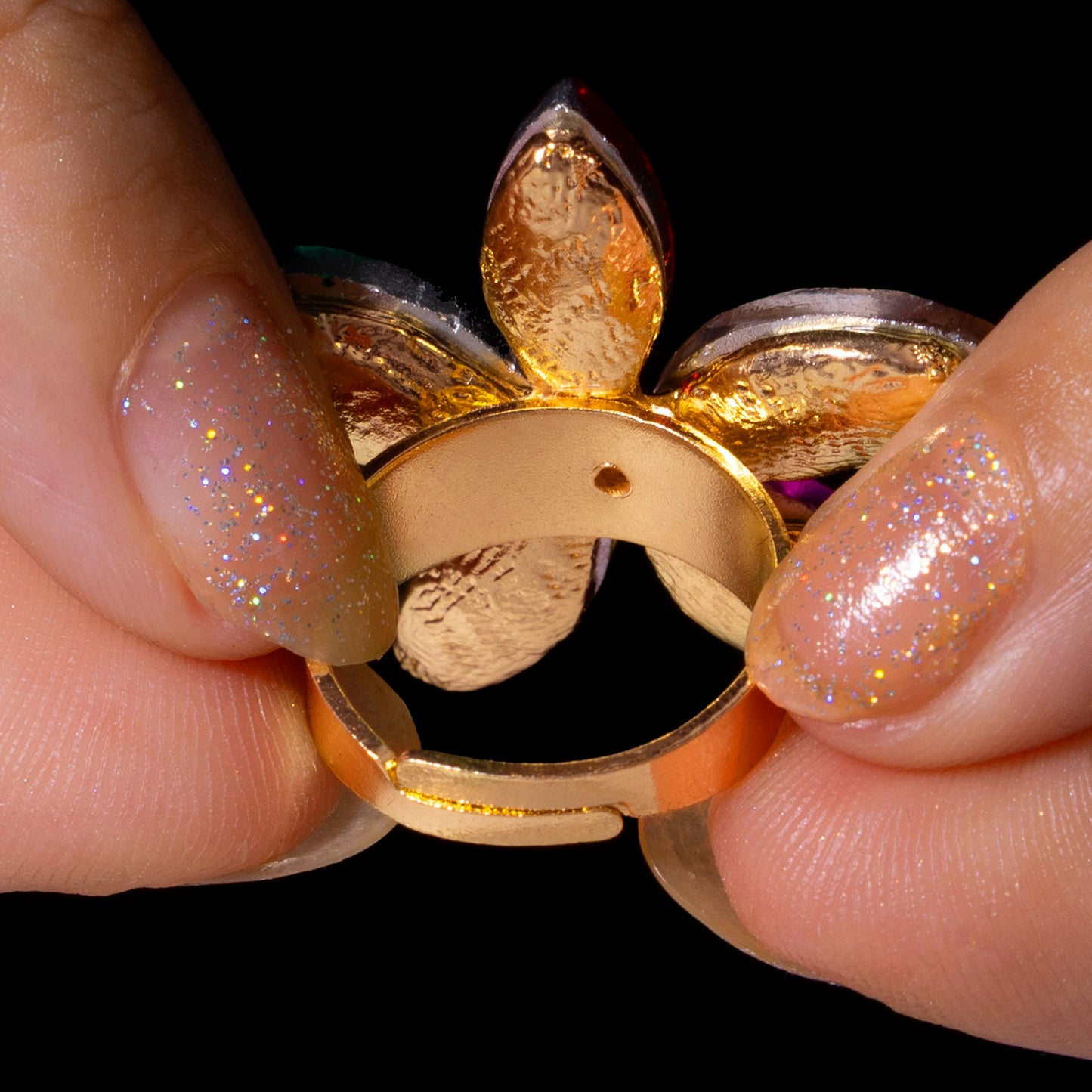 Multicolor Crystal Flower Ring