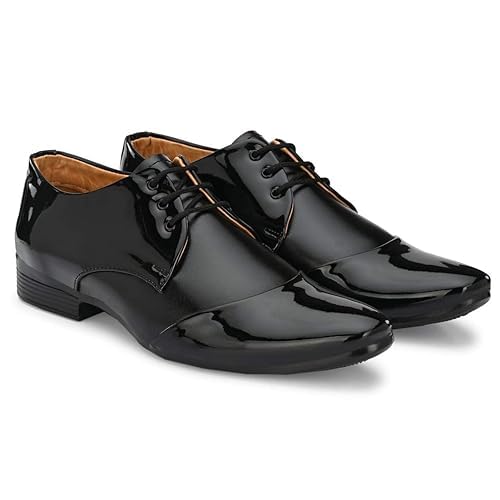 DE LOYON Men's Patent Leather Derby Formal Shoes - alphahostel.in