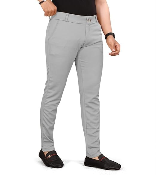 LOOM Men's Solid Lycra Slim Fit Stretchable Casual