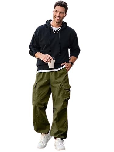 AREAL FASHION Men's Cargo parashuit Trousers