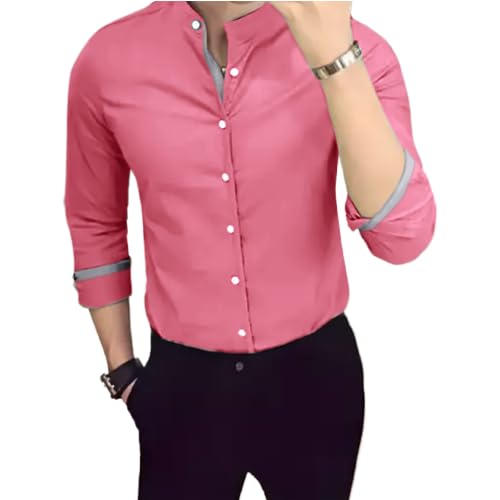 Tee Projekt Men's Shirt Solid Cotton Long Sleeve Button