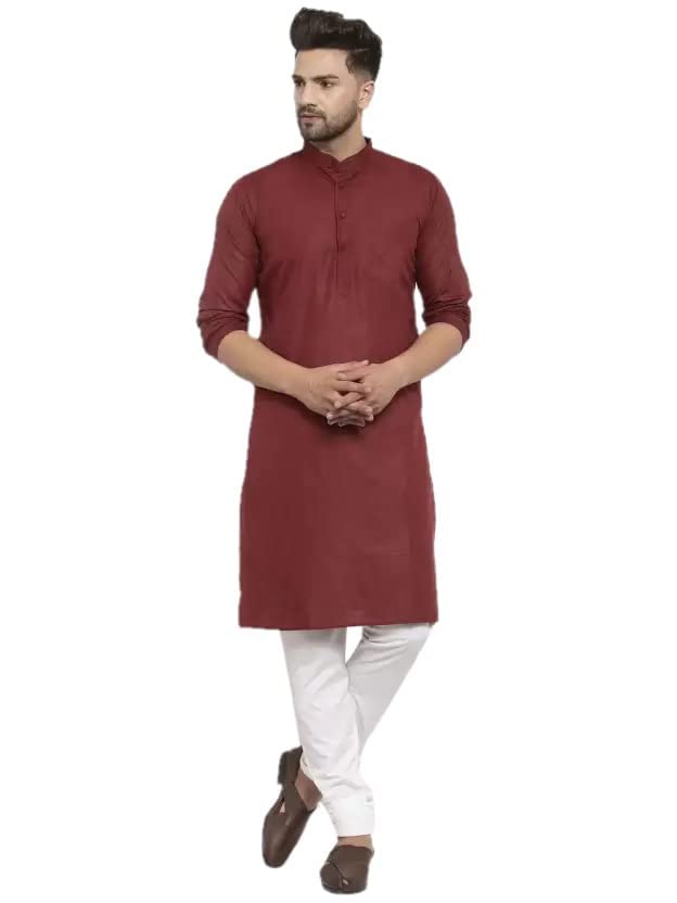 Luxrio Kurta for Men Cotton Blend Long Solid Straight Fit