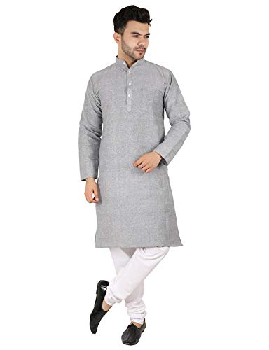 LATEST CHIKAN Men's Cotton Solid Regular Long Kurta