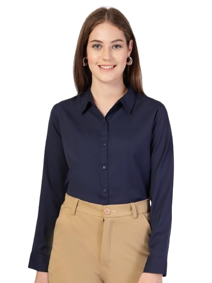 Style Quotient Women Solid White Polymoss Regular Formal Shirt