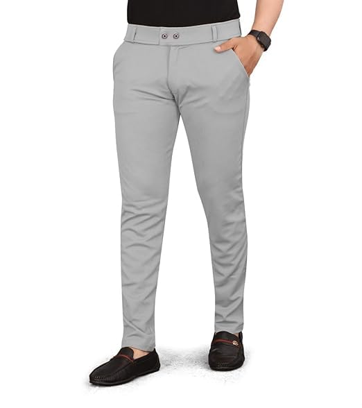 LOOM Men's Solid Lycra Slim Fit Stretchable Casual