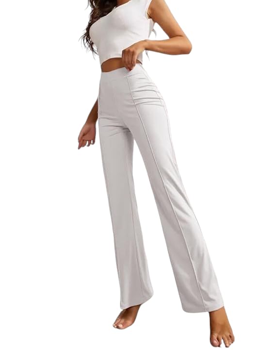 Qyaas Women's Classic Trouser Pants, High Waist