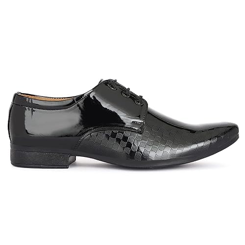 DE LOYON Men's Patent Leather Derby Formal Shoes - alphahostel.in