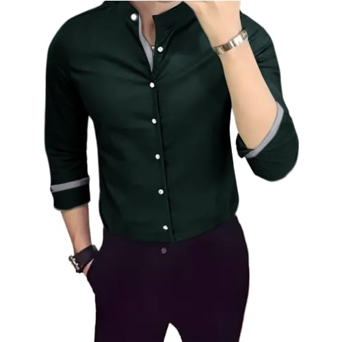 Tee Projekt Men's Shirt Solid Cotton Long Sleeve Button