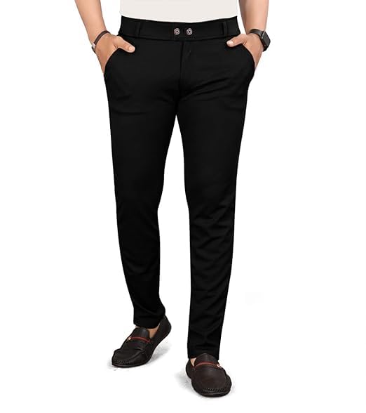 LOOM Men's Solid Lycra Slim Fit Stretchable Casual