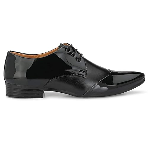 DE LOYON Men's Patent Leather Derby Formal Shoes - alphahostel.in