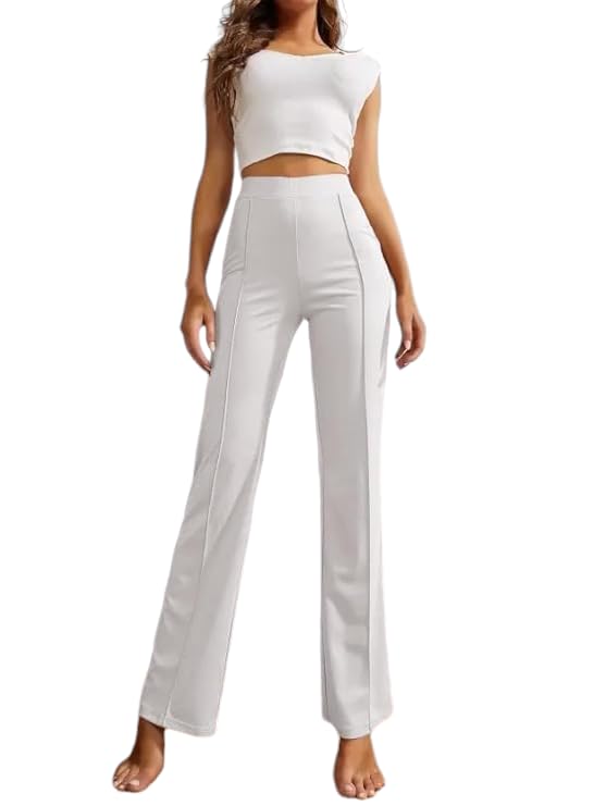 Qyaas Women's Classic Trouser Pants, High Waist