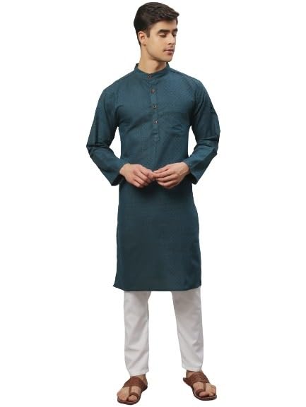 Aarsha Red Printed Cotton Men's Long Kurta