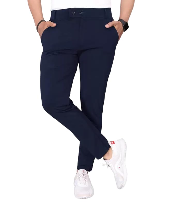 Men's Stylish Slim Fit Lycra Blend Trousers for Men