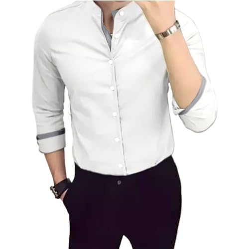 Tee Projekt Men's Shirt Solid Cotton Long Sleeve Button