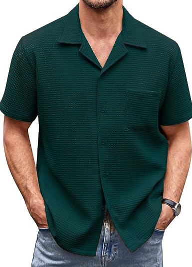 ColorChakra Casual Waffle Knit Shirt for Men