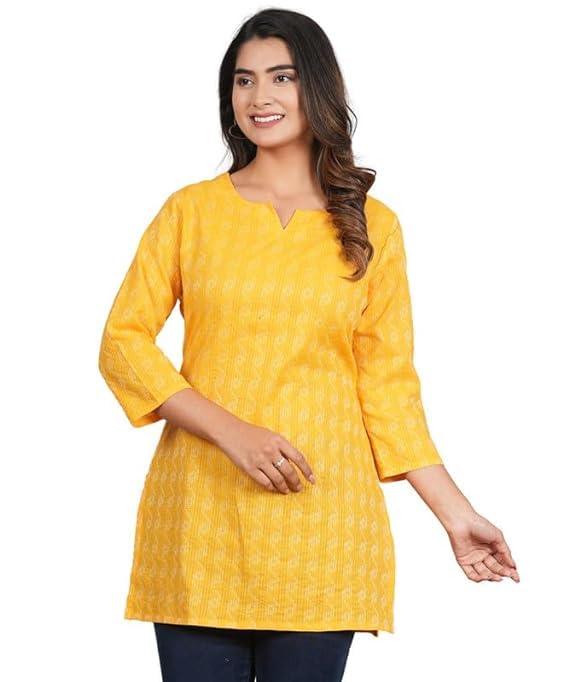 HION HILS Traditional Cotton Print Kurta Office Short Kurti