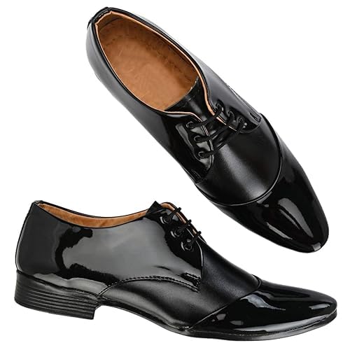 DE LOYON Men's Patent Leather Derby Formal Shoes - alphahostel.in