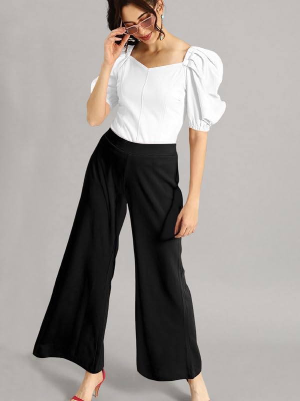 Dream Beauty Fashion Women's Puff/Baloon Sleeves V-Neck Casual Top (Top-MG-1)
