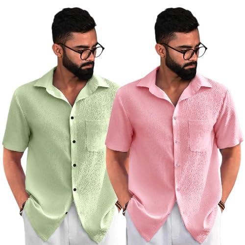 Pinkmint Combo of Men's Regular Fit Popcorn Shirt