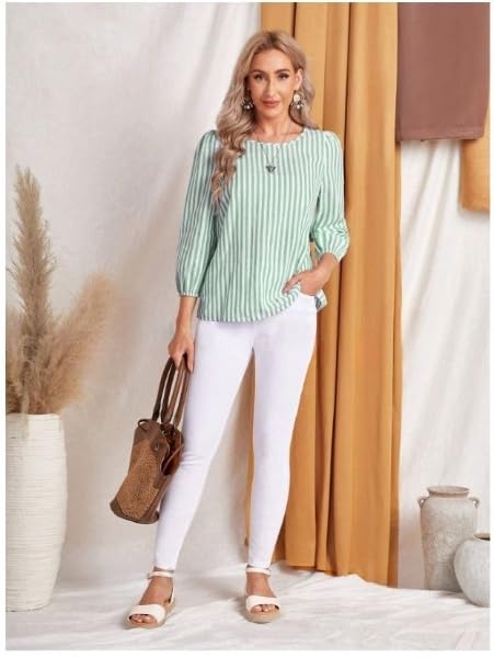 JC JUMMY COUTURE Striped Print Round Neck Blouse