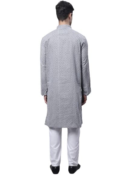 Aarsha Red Printed Cotton Men's Long Kurta