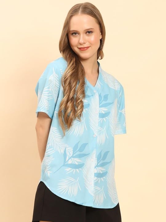 Trendy Queen Printed Straight Mandarin Neck Shirt