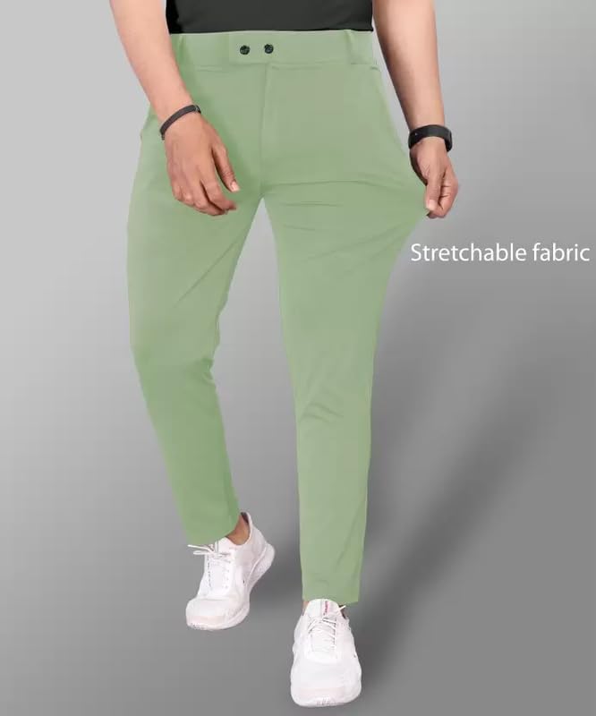GIBBONTE Men's Lycra Blend Trousers - Stretchable