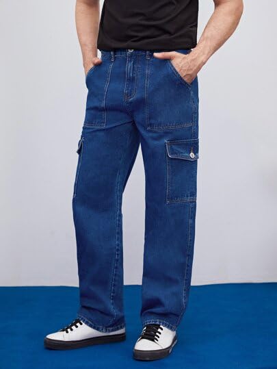 KOTTY Mens's Trendy Denim Cargo Jeans