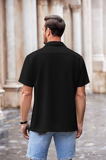 ColorChakra Casual Waffle Knit Shirt for Men