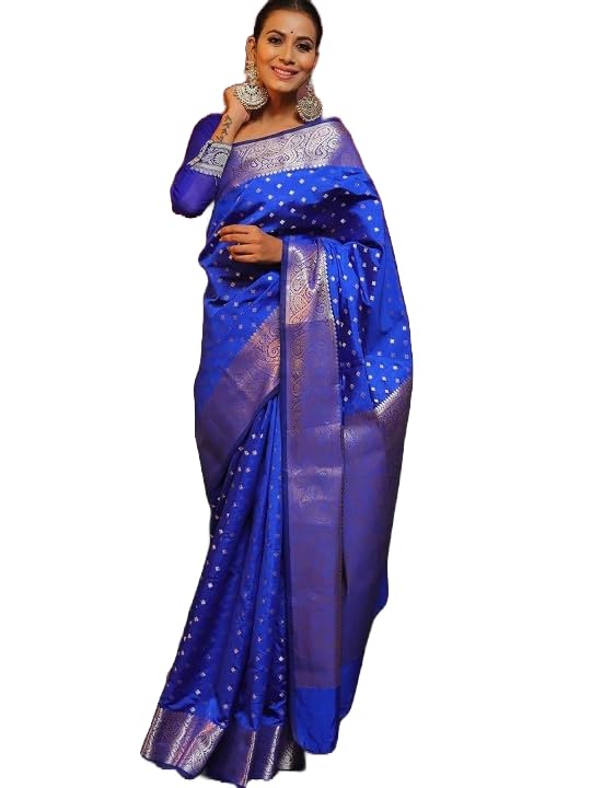 Women's Cotton Silk Woven Saree with Blouse Material