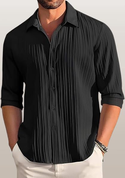 Lecowr Polyester Casual Self Design Shirt | Long Sleeves