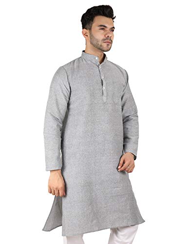 LATEST CHIKAN Men's Cotton Solid Regular Long Kurta
