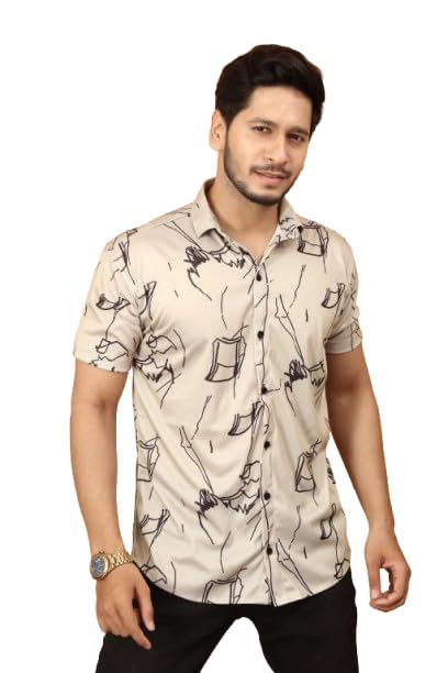 MART Men's Printed Lycra Half Sleeve Shirt Fashionable