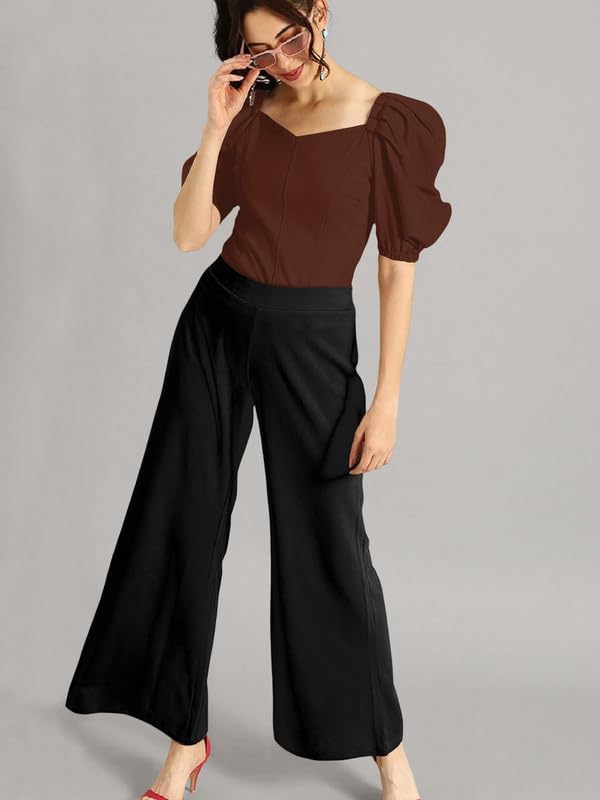 Dream Beauty Fashion Women's Puff/Baloon Sleeves V-Neck Casual Top (Top-MG-1)