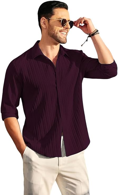 DEELMO Men's Casual Button Down Shirts Long Sleeve