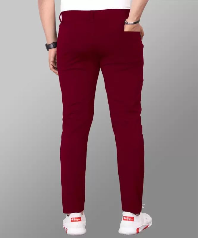 Men's Stylish Slim Fit Lycra Blend Trousers for Men