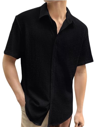 Pinkmint Popcorn Shirt for Men Soild Slim Fit Sleeve