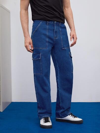 KOTTY Mens's Trendy Denim Cargo Jeans