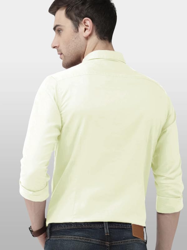 Tee Projekt Men's Shirt Solid Cotton Long Sleeve Button