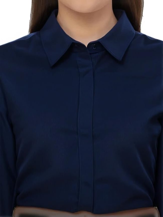 PRIASE B Women's Formal Shirt – 3/4 Sleeve Slim Fit Solid